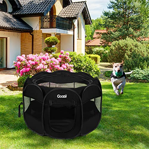 Portable Dog Playpen for Small Dogs Indoor Outdoor, Collapsible with Roof Cover, Green C304366