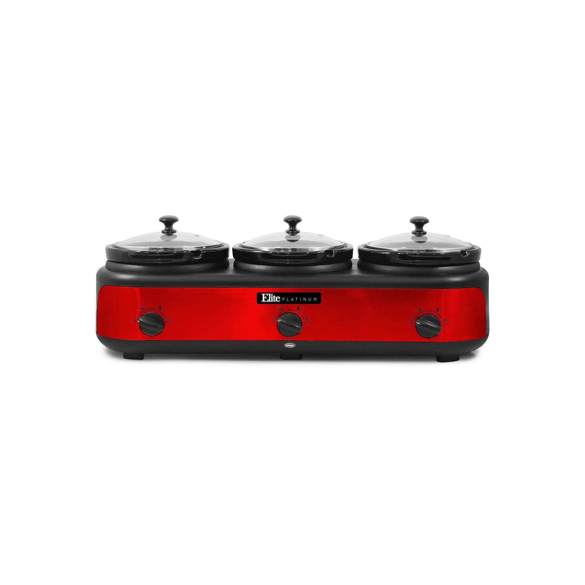 Elite Platinum Triple Slow Cooker Buffet, Red I958445