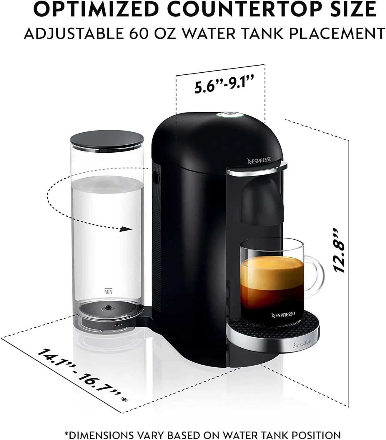 Breville Nespresso VertuoPlus Deluxe Coffee and Espresso Maker, Silver B5325