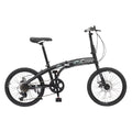 Campingsurvivals 20 Folding City Bike, Shimano 7 Speed Bicycle, for Adults, Women, Men, Black