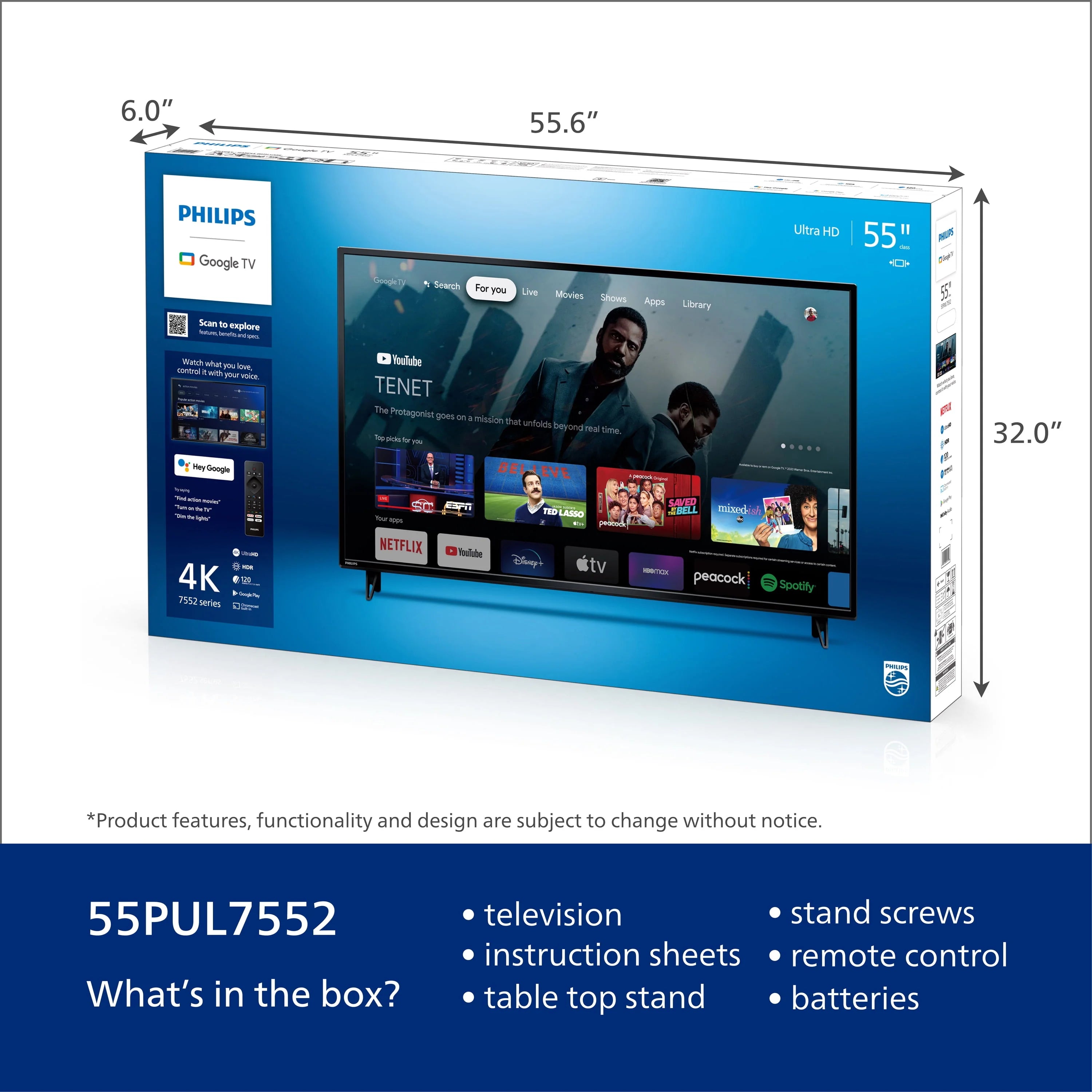 Philips 55" 4K Ultra HD Google Smart LED TV G276951