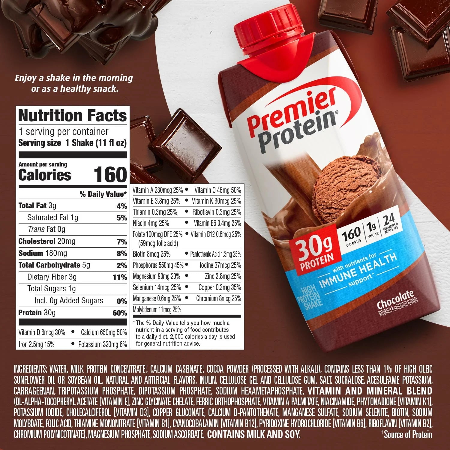 Premier Protein Vanilla Shake, 30g Protein, 11 fl oz, 12 Ct J475