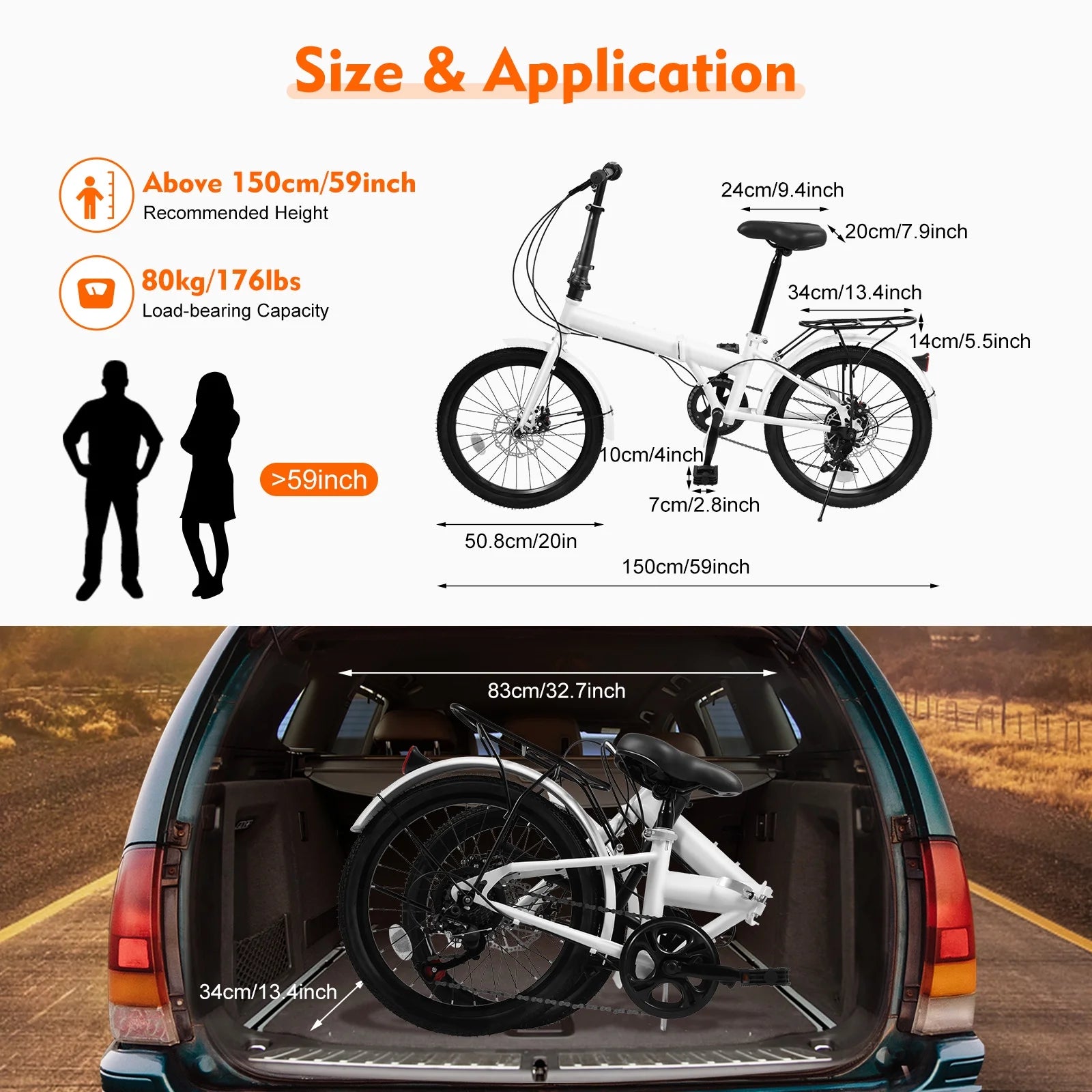 20-inch 7-Speed Folding Bike Urban Commuter Bicycle E555