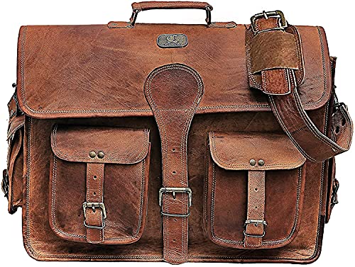 Vintage Leather Messenger Bag for Men with 18 Inch Laptop Compartment I17180