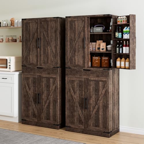 72" Tall Storage Cabinet with Adjustable Shelves & Steel Frame, Dark Grey F5479