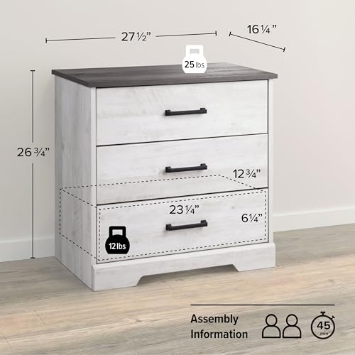 Prepac Sonoma Tall Nightstand with 3 Drawers, Black Q28004