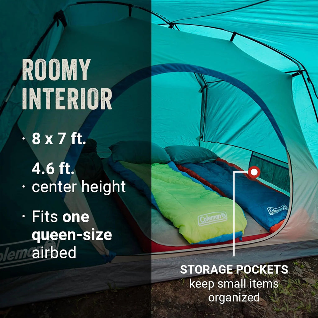 Coleman Skydome 4 Person Camping Tent with Full-Fly Vestibule, Evergreen F398