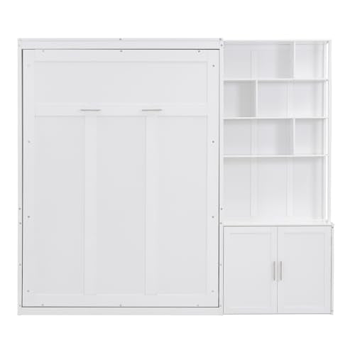 PURLOVE Wood Twin Murphy Bed with Light and USB, Gray W600663