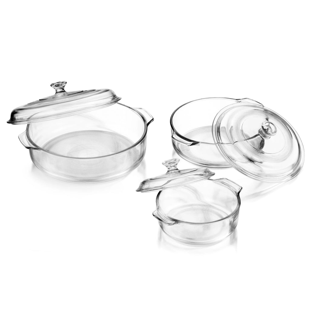 Libbey Baker's Basics 3-Piece Glass Casserole Baking Dish Set with Covers T140