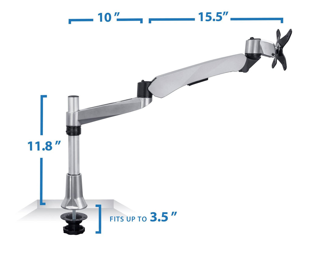 Mount-It Single LCD Monitor Desk Mount, Height Adjustable, Silver Q5530