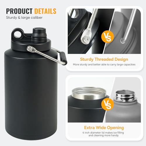 Kerilyn Insulated Gallon Jug 128oz Stainless Steel Double Vacuum Water Bottle M8713