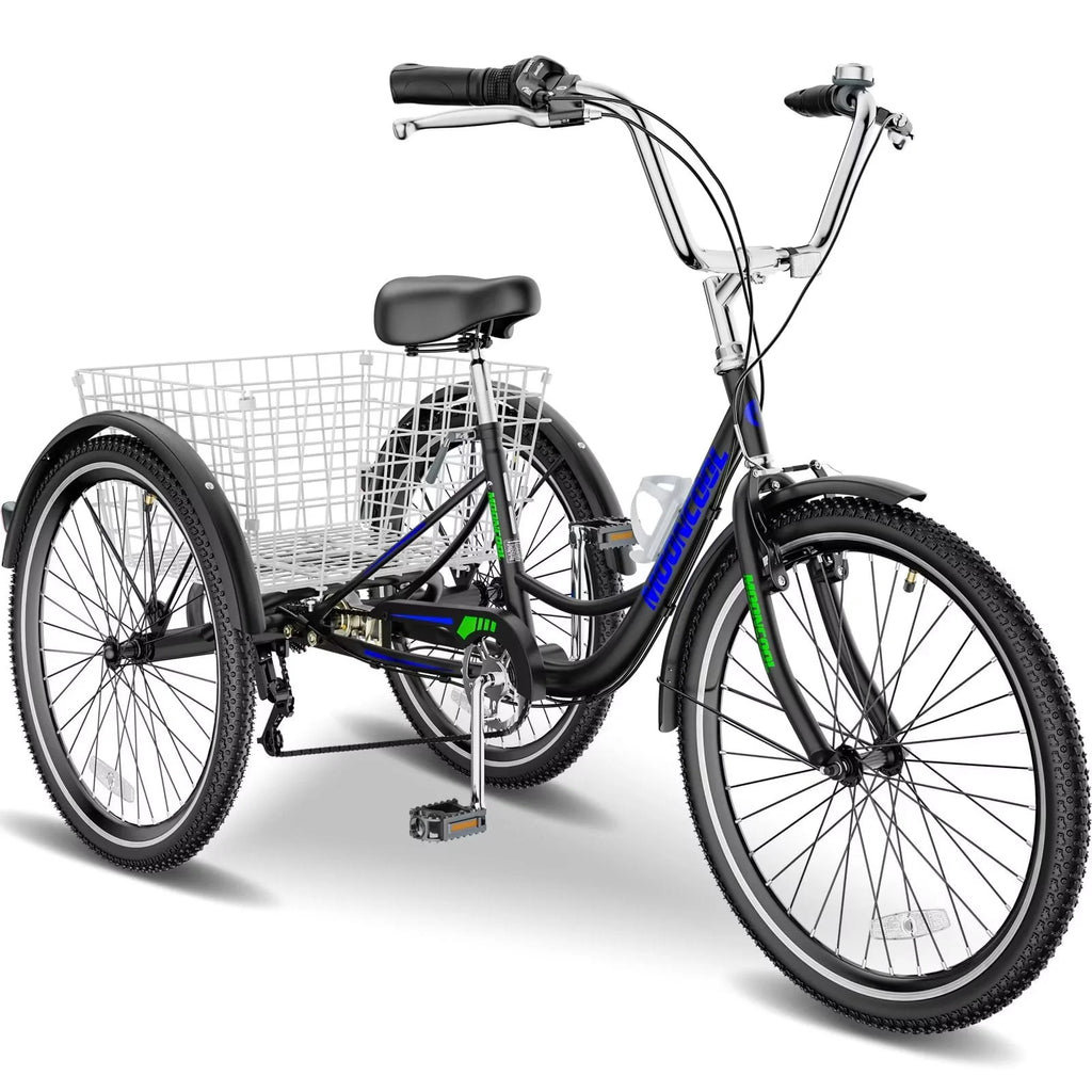 FICISOG 26 Adult Tricycle, 3 Wheel 7 Speed, 450lbs Capacity with Basket X547