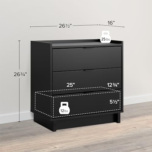 Prepac Sonoma Tall Nightstand with 3 Drawers, Black Q28004