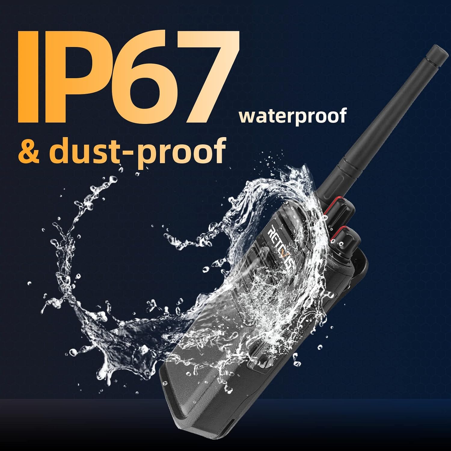 Retevis RB23 Waterproof GMRS Two-Way Radios, Rechargeable, 2 Pack X86078