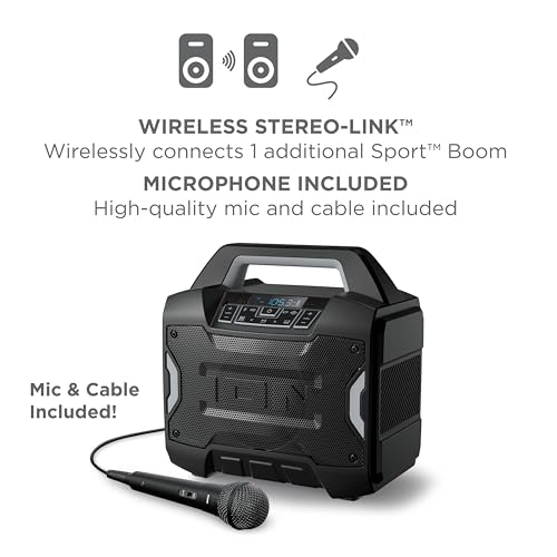ION Block Rocker Portable Bluetooth Party Speaker with Karaoke Microphone T461114