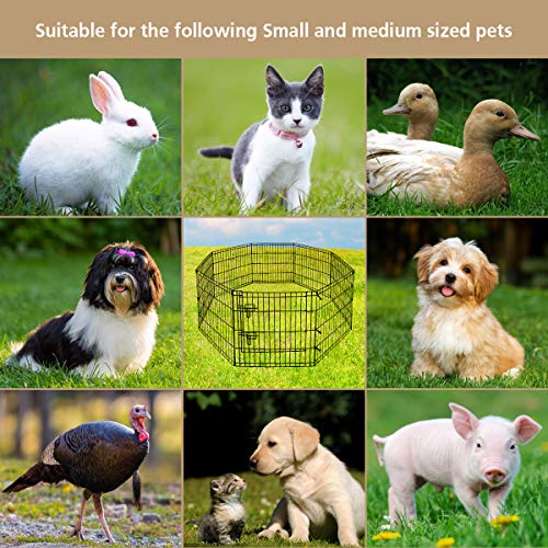 Artmeer Pet Playpen 8 Panels 24 Inch Foldable Dog Fence Kennel, Black N172167