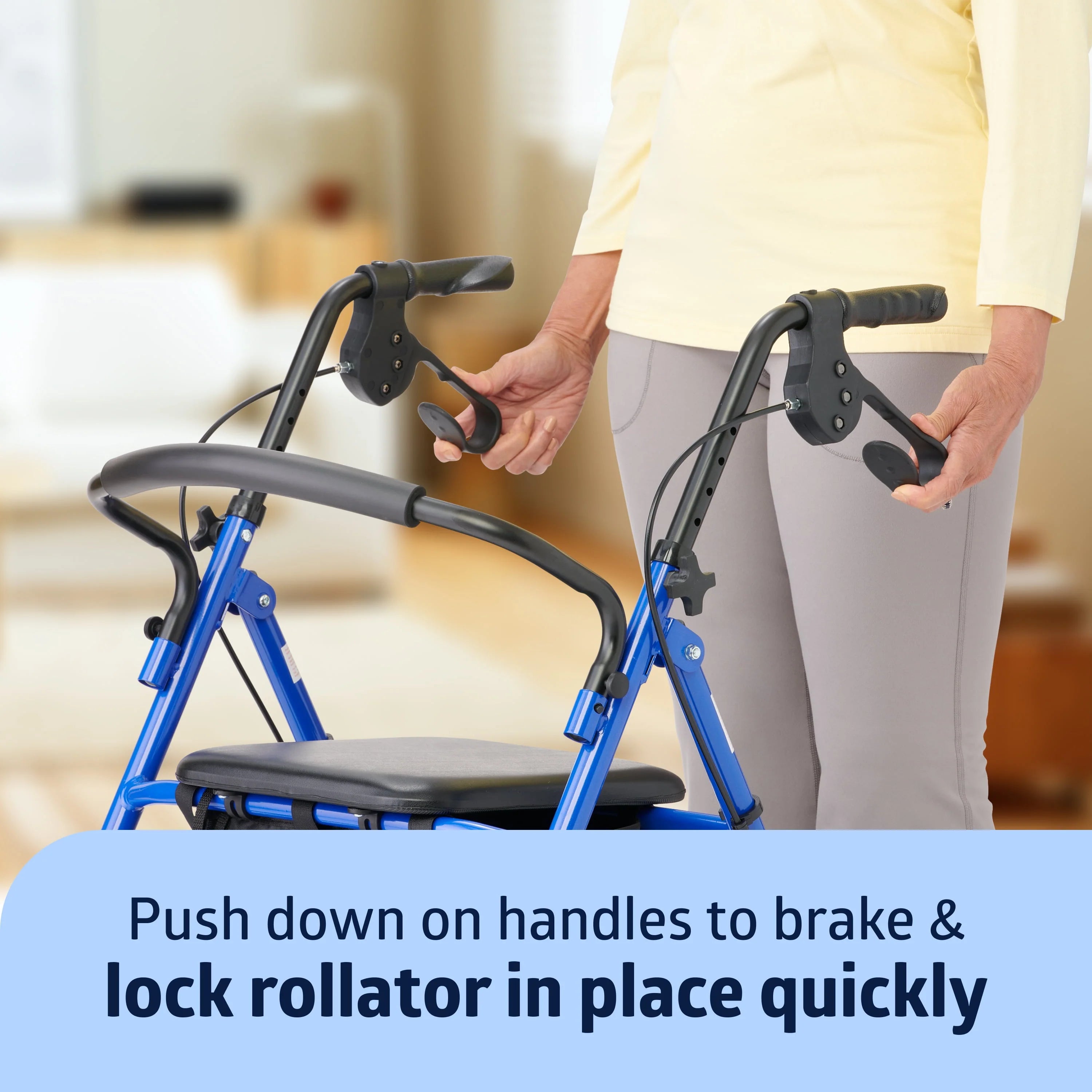 Medline Steel Rollator Walker for Adult, Blue, 350 lb Capacity J290028