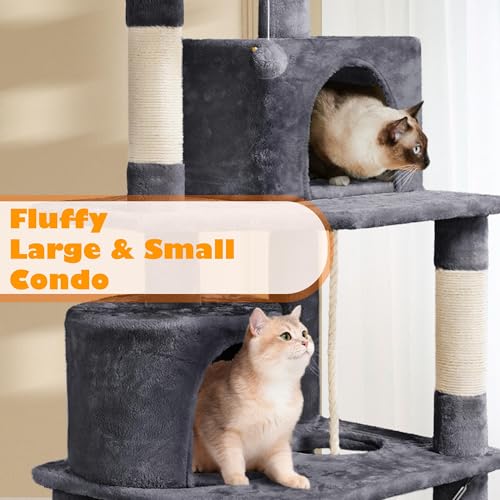 Yaheetech 62.5in Cat Tree with Platform & Hammock, Dark Gray L747397