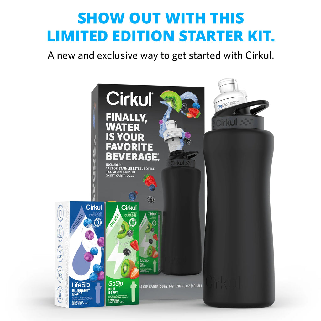 Cirkul 32oz Rose Gold Stainless Steel Water Bottle Starter Kit with 2 Flavor Cartridges Y563