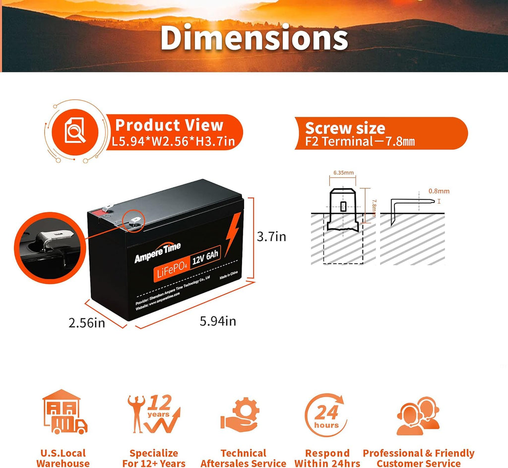Ampere Time 12V 200Ah Plus LiFePO4 Battery with 200A BMS N84511