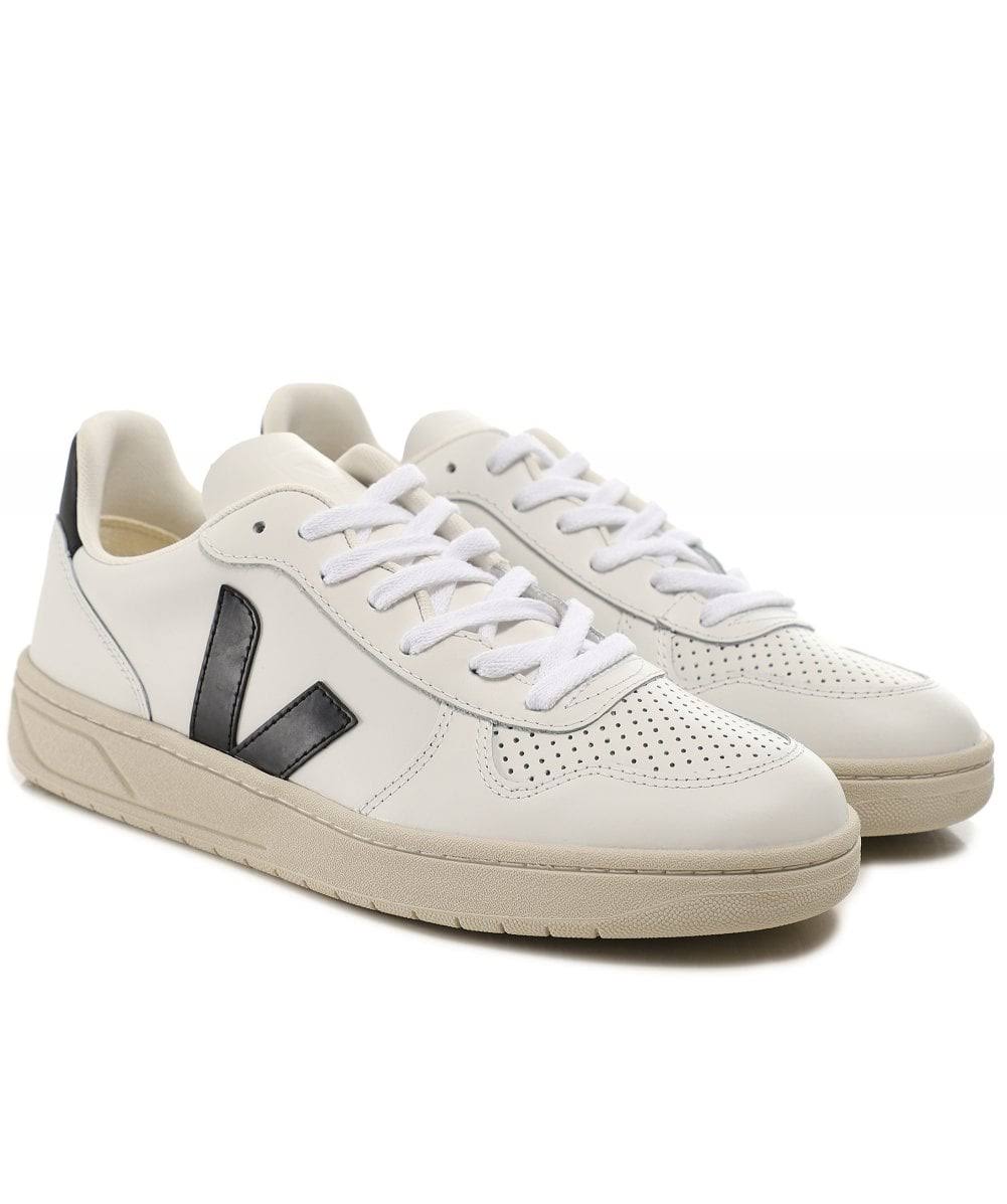 Veja V-10 Leather Sneakers White Black E78341