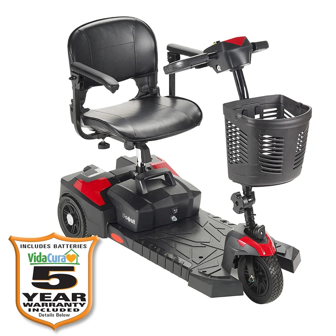 Drive Medical - Spitfire Scout 3 Transportable Mobility Scooter (12 AH Battery) Including Extended 5-Year Warranty