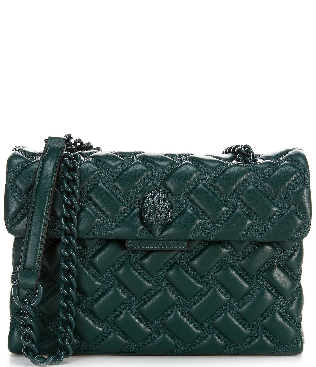 Kurt Geiger London Drench Large Quilted Shoulder Bag Dark Green Z98261