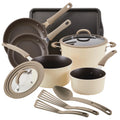 Rachael Ray Cook + Create 11 Piece Aluminum Nonstick Pots and Pans Sets. Almond