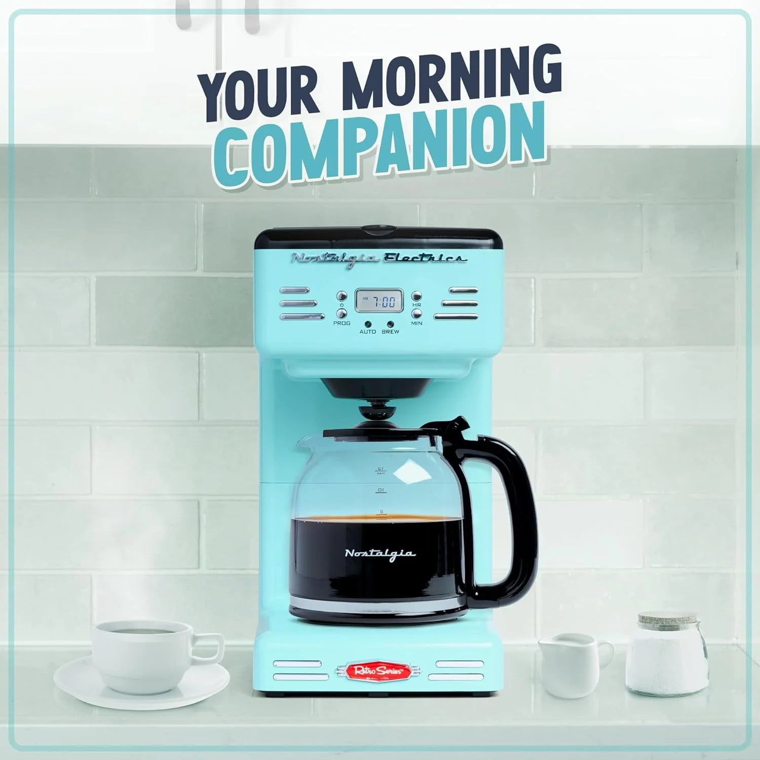 Nostalgia Retro 12-Cup Programmable Coffee Maker, Aqua E191