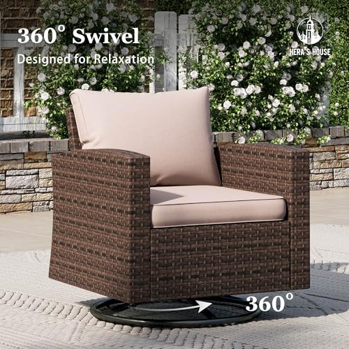 HERA'S HOUSE Patio Furniture Set with 56" Fire Pit Table, 6 Pieces 7 Seats Wicker Sectional Z546196