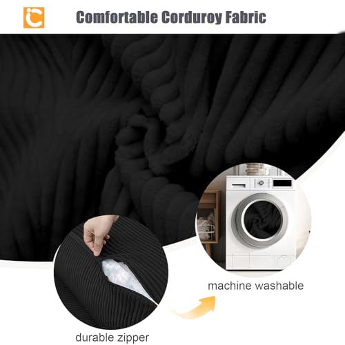 COMAX Folding Sofa Bed Convertible Chair Bed Corduroy 3-in-1 Floor Couch, Dark Grey E940