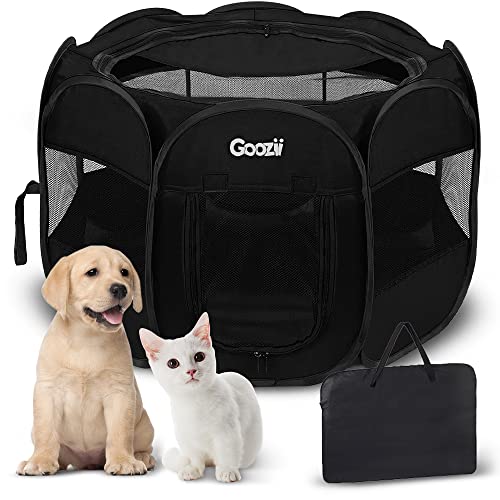 Portable Dog Playpen for Small Dogs Indoor Outdoor, Collapsible with Roof Cover, Green C304366
