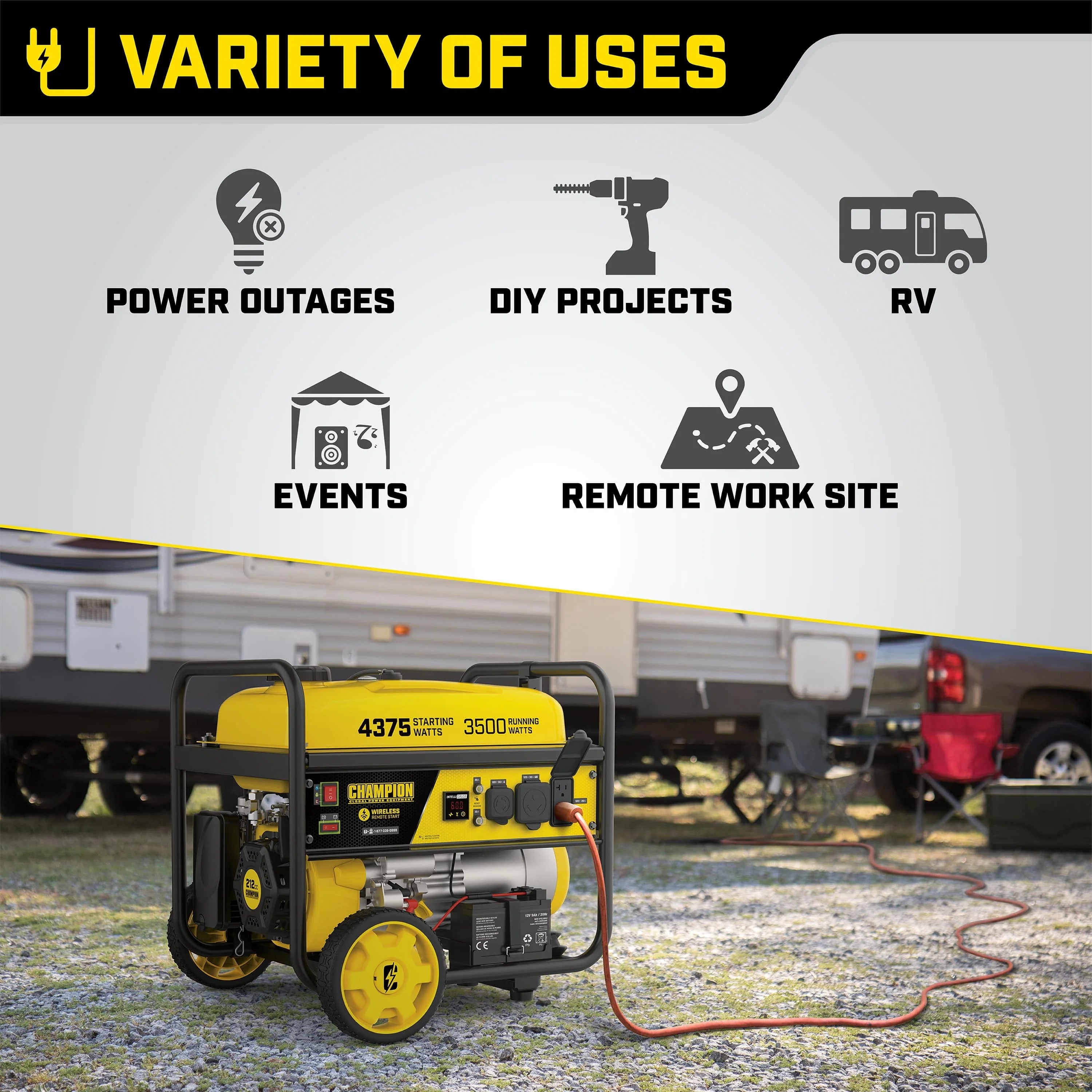 Champion Power Equipment 4375/3500W Portable Generator, Remote Start T7613