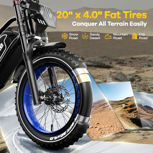Electric Bike for Adults, 2000W Motor, 48V 25AH Battery, 20" Fat Tires S65549