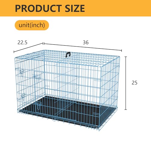 FDW Dog Crate for Large Dogs 48 Inch Folding Metal Wire Cage Double Door N1299