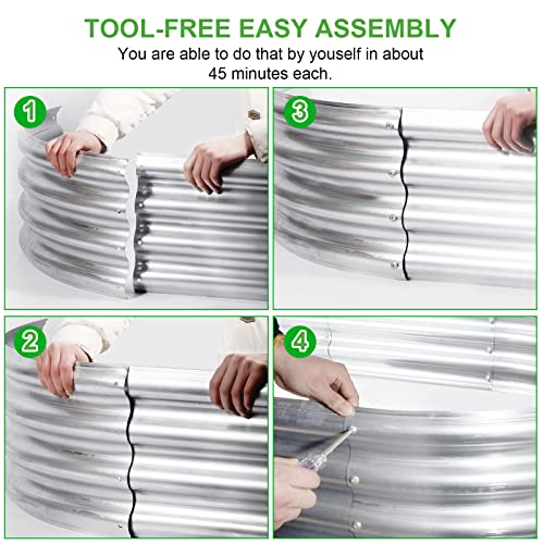 2Pack Raised Garden Bed 6×3×1FT Galvanized Oval Planter Box for Vegetables Flowers Herbs R972