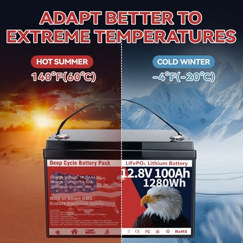 12V 100Ah LiFePO4 Battery Group 31 with Low-Temp Protection and Smart BMS V57851