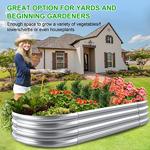 2Pack Raised Garden Bed 6×3×1FT Galvanized Oval Planter Box for Vegetables Flowers Herbs R972