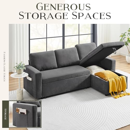 55" 3-in-1 Convertible Sleeper Sofa Bed with Adjustable Backrest, Chenille, Beige R49011