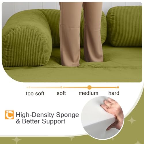 COMAX Folding Sofa Bed Convertible Chair Bed Corduroy 3-in-1 Floor Couch, Dark Grey E940