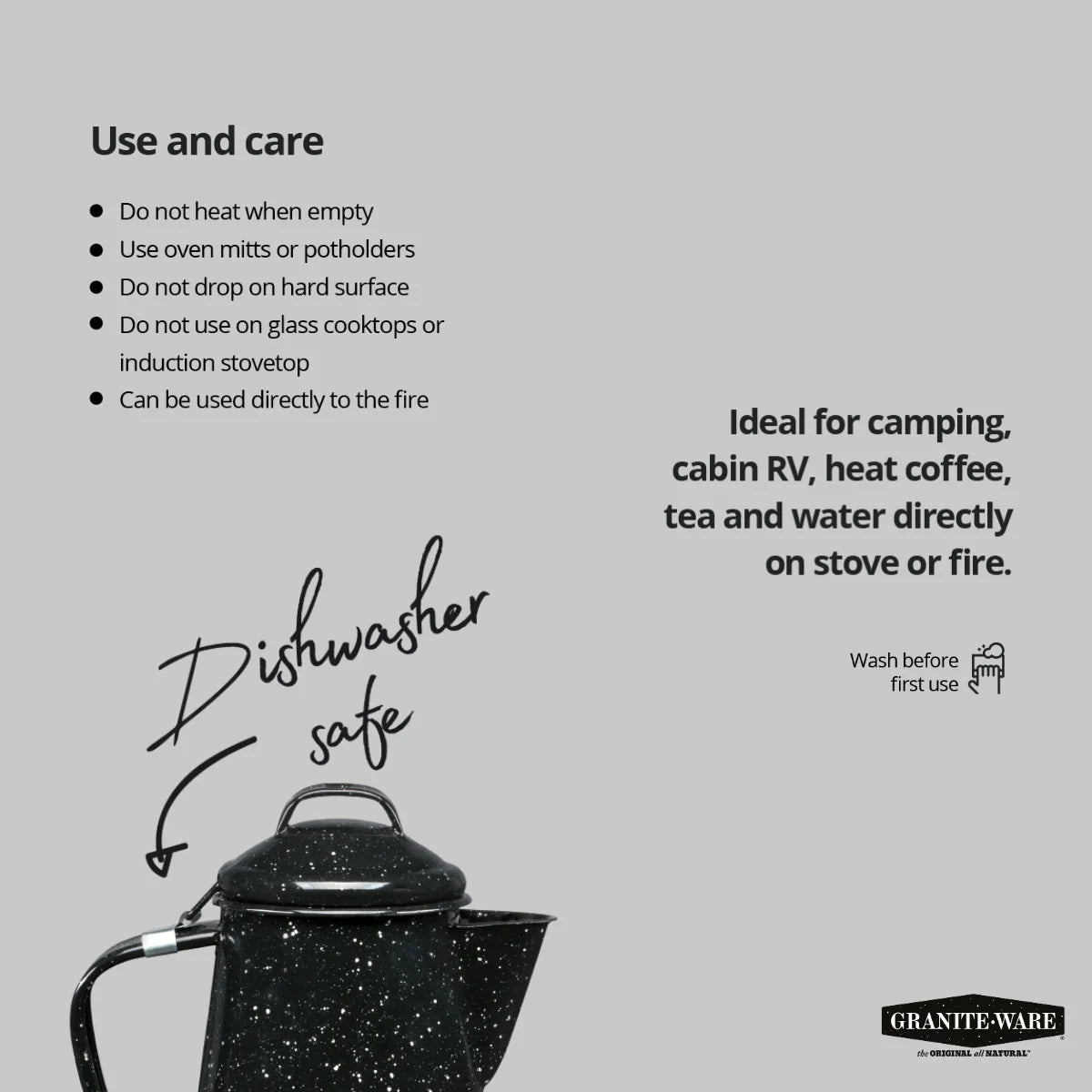 Granite Ware 3 Qt Enameled Steel Coffee Boiler for Camping Z729172