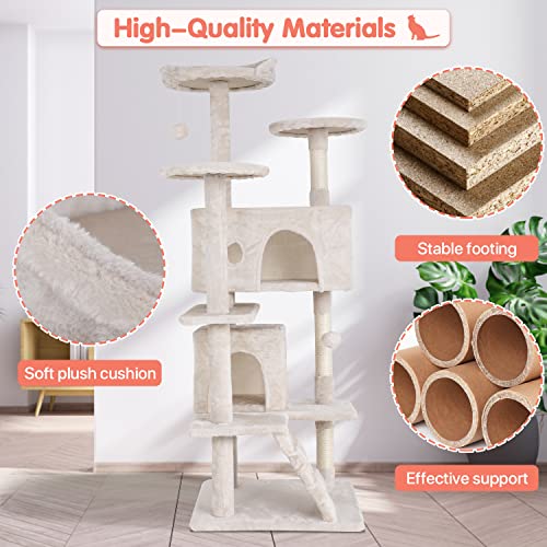 ASHY 54in Cat Tree with Scratching Post for Indoor Cats I993