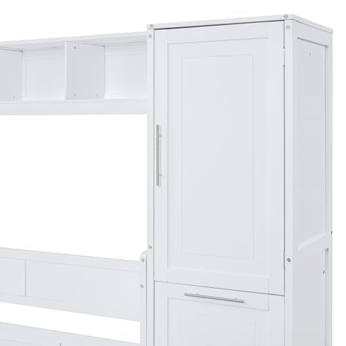 Linique Murphy Cabinet Wall Bed with Closet, Drawers and Top Shelf, Gray K190832