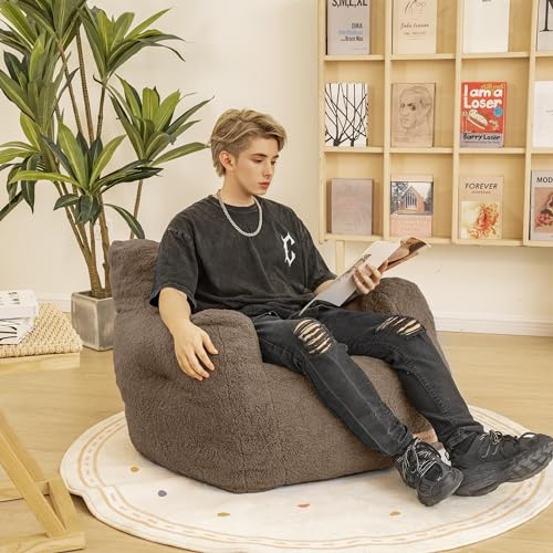 Bean Bag Chair with Filler, Tufted Soft Stuffed, Black B61630
