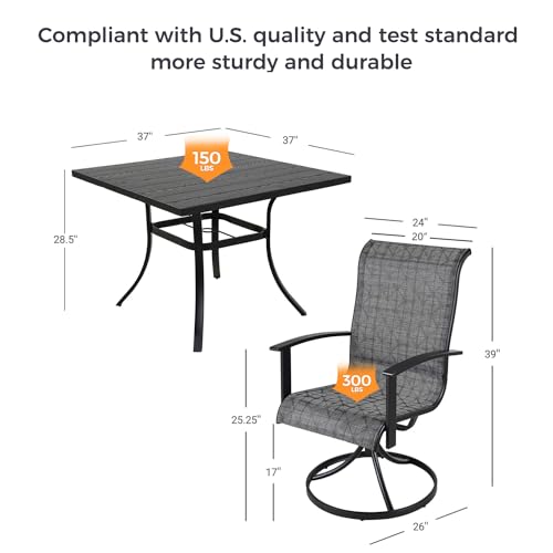 7-Piece Patio Dining Set for 6 with Swivel Chairs and Rectangular Table P2318