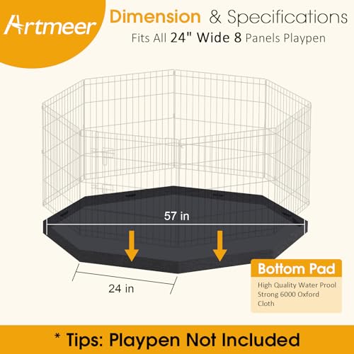 Artmeer Pet Playpen 8 Panels 24 Inch Foldable Dog Fence Kennel, Black N172167