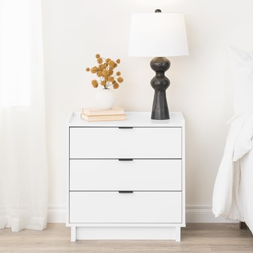 Prepac Sonoma Tall Nightstand with 3 Drawers, Black Q28004