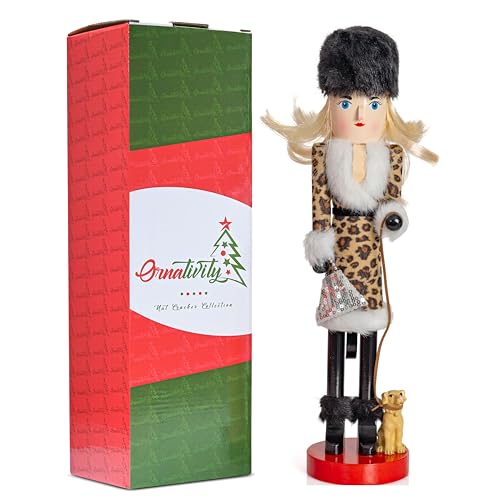 Ornativity Christmas Nutcracker Wooden Glitter Shopper Dog Mom Decor 15" H938
