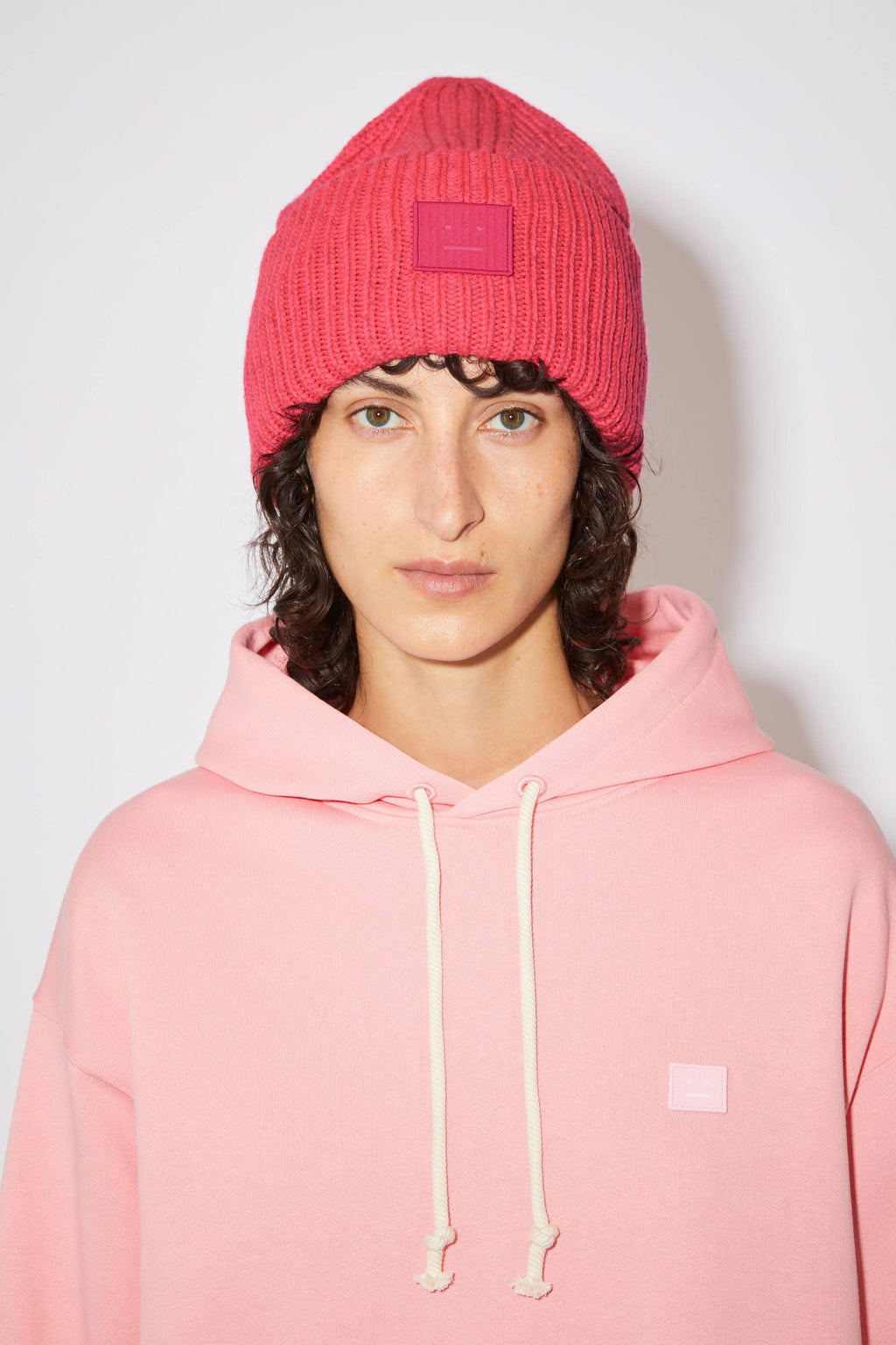 Acne Studios Pansy N Face Beanie Hat Pink E30016