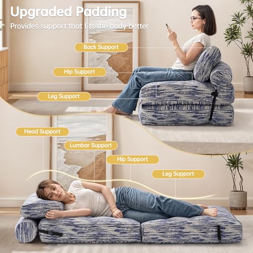 Folding Sofa Bed Convertible Sleeper Chair with Pillow, Grey L546